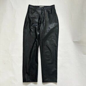 Abercrombie & Fitch Ankle Straight Ultra High Rise Faux Leather Pants Black 4/27